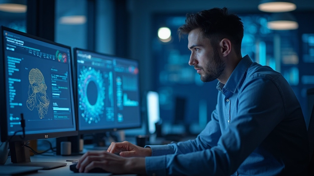 Специалист по данным работает с нейросетями в облачной среде