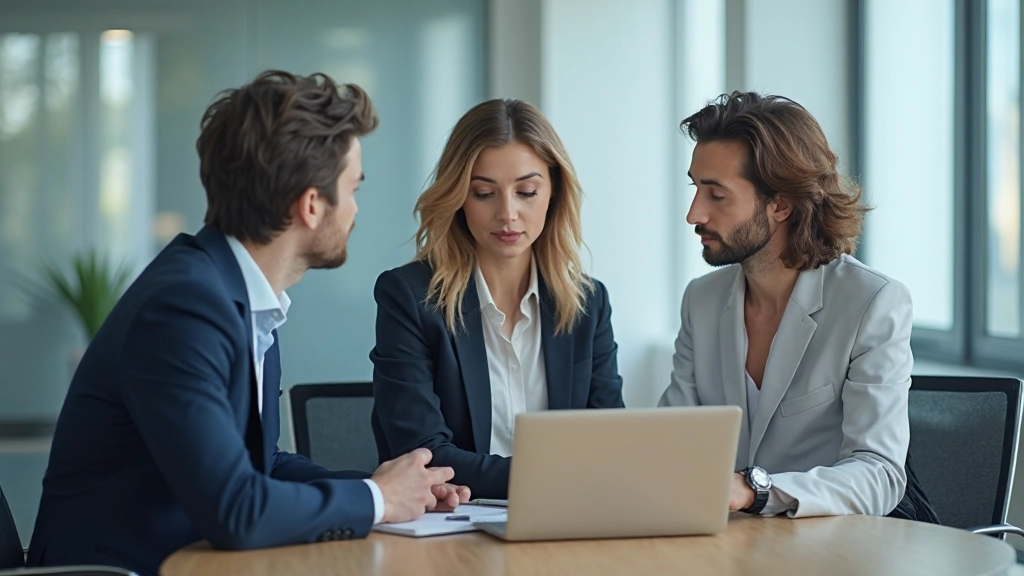 Команда разработчиков обсуждает результаты ML-модели на встрече